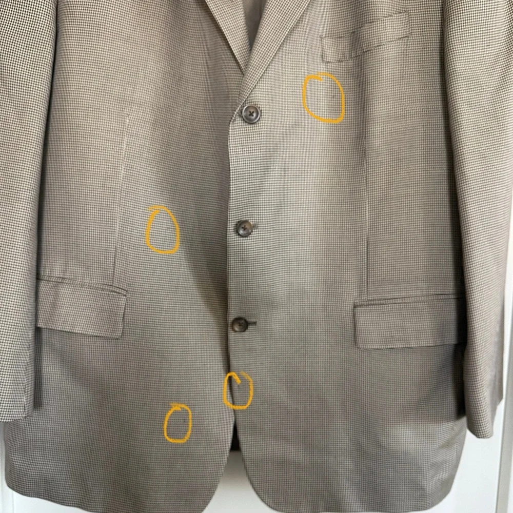 Vintage Oscar De La Renta 100% silk houndstooth tan blazer academia 48R brown